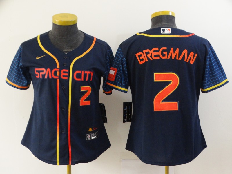 Women's Houston Astros #2 Alex Bregman 2022 Navy City Connect Flex Base Stitched Jersey(Run Small) Women's Houston Astros #2 Alex Bregman 2022 Navy City Connect Flex Base Stitched Jersey(Run Small)